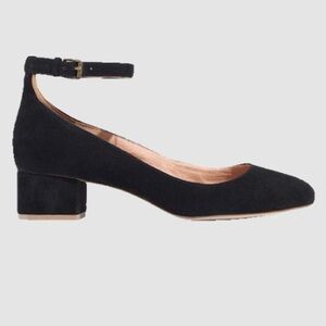 Madewell Inez Ankle Strap Heels - Black Suede - 5.5
